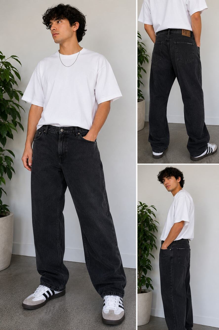 Nautica Jeans Co Black Relaxed Fit Jeans Men's 40x30 Vintage Y2K Baggy Denim
